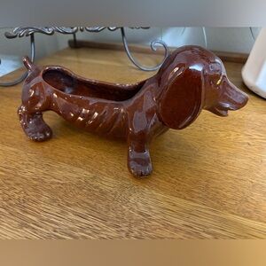 Vintage Dachshund Planter Dog Figurine Japan Doxie Ceramic